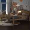 ALEXOUN Kids Bed Frame,Solid Wood Bed with Guardrails & House-Shaped Headboard,Built-in Storage Shelf,No Box Spring Needed - 4 of 4