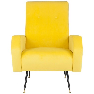 Aida Yellow Velvet Mid-Century Modern Accent Chair