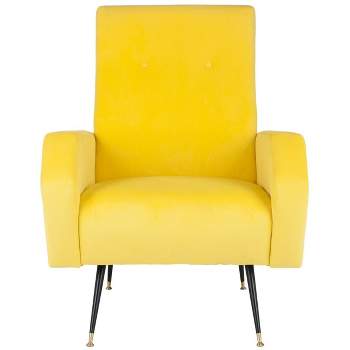 Aida Velvet Retro Mid-Century Accent Chair - Yellow Velvet - Safavieh.