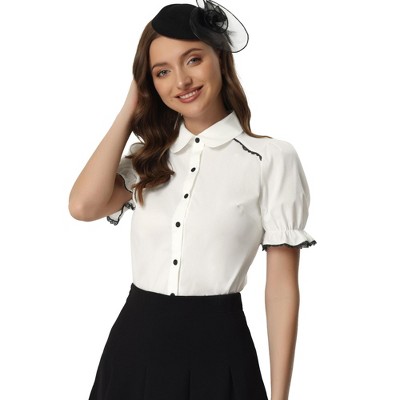 Allegra K Women's Office Button Down One-piece Short Sleeve