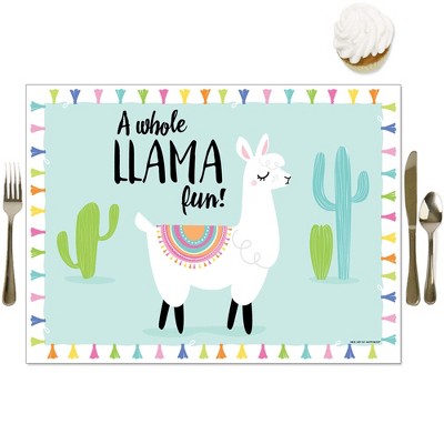 Big Dot of Happiness Whole Llama Fun - Party Table Decorations - Llama Fiesta Baby Shower or Birthday Party Placemats - Set of 16