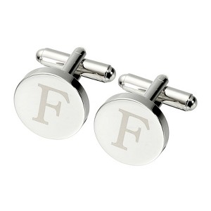 Unique Bargains Alphabet Copper Round Men Cuff Links - 1 of 4