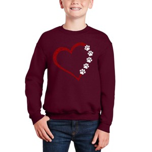 LA Pop Art Meow Heart - Boy's Word Art Crewneck Sweatshirt - 1 of 4