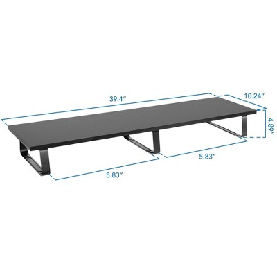 Extra Wide Black Steel and Wood Dual Monitor Stand