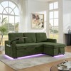 85'' Modern L-Shaped Sectional Sofa Chenille Sofa Bed with Retractable Table, LED Lighting, USB Charging Ports, and Cup Holders - 3 of 4