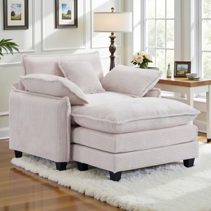 40''W Comfy Cloud Sofa Armchair - Corduroy Oversized Chair & Ottoman Set, Plush Upholstery & Extra Deep Seat for Small Apartment Living Rooms - 1 of 4