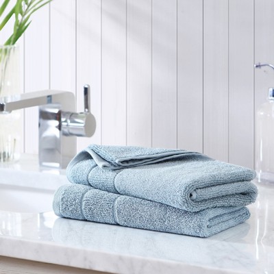 Turquoise Cotton Hand Towel Set with Plain Weave, 2 Pieces