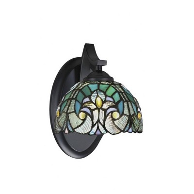 Toltec Lighting Zilo 1 - Light Sconce in  Matte Black with 7" Turquoise Cypress Art Glass Shade