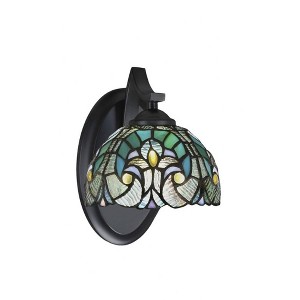 Toltec Lighting Zilo 1 - Light Sconce in  Matte Black with 7" Turquoise Cypress Art Glass Shade - 1 of 1