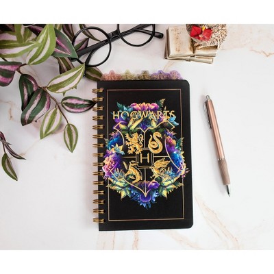 Hogwarts Crest Harry Potter Brown Faux-Leather Blank Pages Notebook 