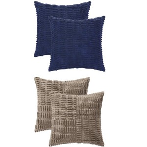 REGALWOVEN 4 Pcs Solid Corduroy Modern Throw Pillow Covers 18" x 18" - 1 of 4