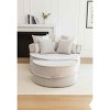 Oversized Barrel Chair with Ottoman for Living Room, Round Lounge Armchair with 5 Pillows, Soft Chenille Cushion Seat Sofa-Coolbibila - 3 of 4