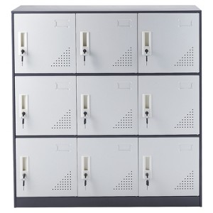 VEVOR Metal Locker for Employees, 9 Doors Storage Cabinet with Card Slot, Gray Steel Employee Lockers with Keys, 66lbs Loading Capacity - 1 of 4