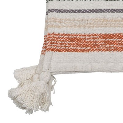 Multicolor Hand Woven Cotton Throw Blanket with Tassels