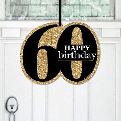 Big Dot of Happiness Adult 60th Birthday - Gold - Hanging Porch Birthday Party Outdoor Decorations - Front Door Decor - 1 Piece Sign