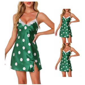 INSPIRE CHIC Women's 2 Pcs Lingerie Lace Sleeveless Sleepdress Wave Point Knee Length V-neck Nightgown - 1 of 4