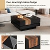 Extendable Square Coffee Table With Hidden Storage Compartment,Sliding Tabletop And Walnut Grain Finish,Coffee Table For Living Room -Maison Boucle - 4 of 4