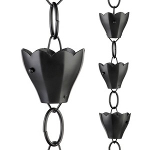 Good Directions 8.5' Modern Farmhouse Tulip Aluminum Rain Chain - Black - 1 of 4
