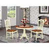 HomeStock 3-Pc Buttermilk and Cherry Solid Wood Top - Round Dining Room Set - Seats 4 - 2 of 4