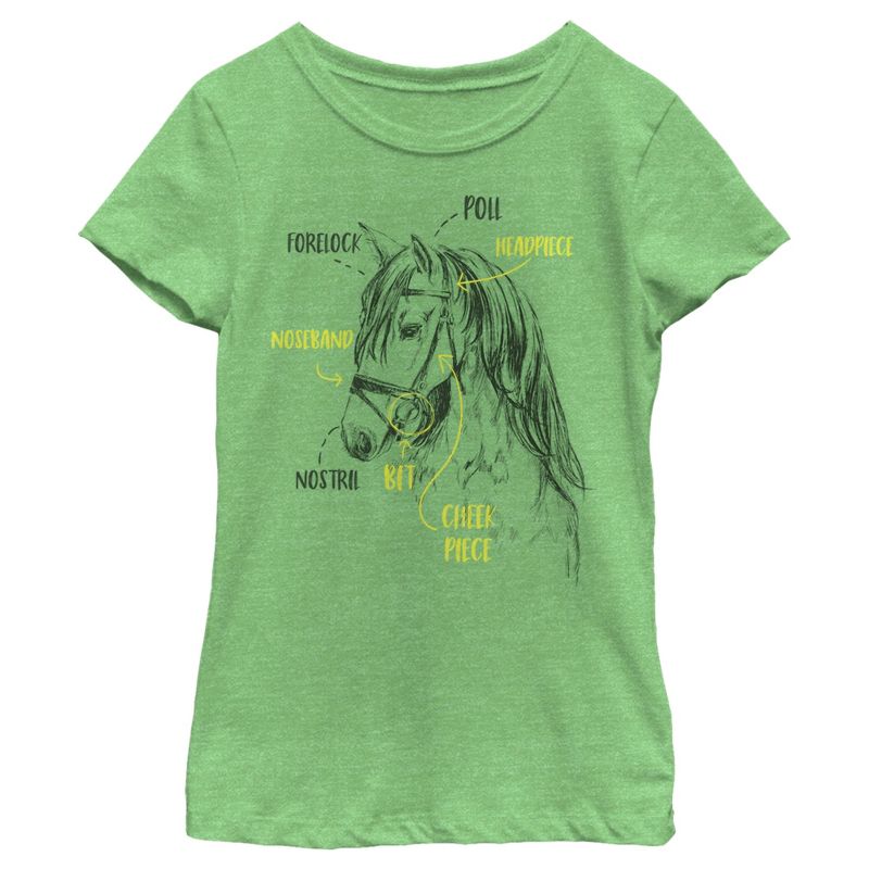 Girl's Lost Gods Horse Tack Diagram Sketch T-Shirt, 1 of 5