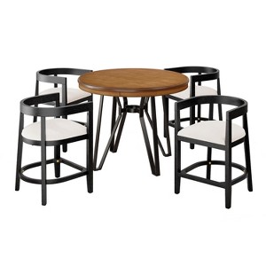 Christopher Knight Home Rico 5 Pieces Metal and Rubberwood Counter Height Dining Set - 1 of 4