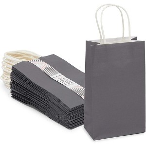 Sparkle and Bash 25-Pack Small Gift Bags with Handles, Grey (5 x 9 x 3 in) - 1 of 4