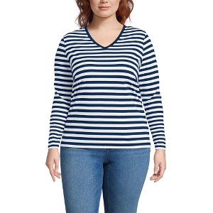 Lands' End Women's Relaxed Supima Cotton Long Sleeve V-Neck T-Shirt - 1 of 3
