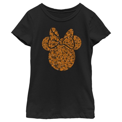 Girl's Minnie Mouse Halloween Disney Minnie Mouse Silhouette Filled T ...