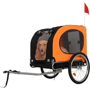 Dog Bike Trailer & Jogging Stroller – 2-in-1 Convertible Pet Bicycle Carrier for Medium & Large Dogs up to 88 lbs, 16" Air-Filled Tires, Black - 1 of 4