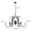 PAKOKULA Modern 12-Light Black Branch Farmhouse Sputnik Chandelier with White Opal Glass Shades for Kitchen Island or Dining Room - 4 of 4