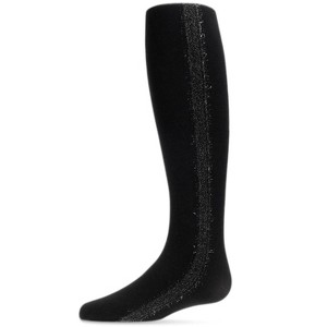 Memoi Girls' Lurex Side Seam Opaque Sparkle Tights - 1 of 3