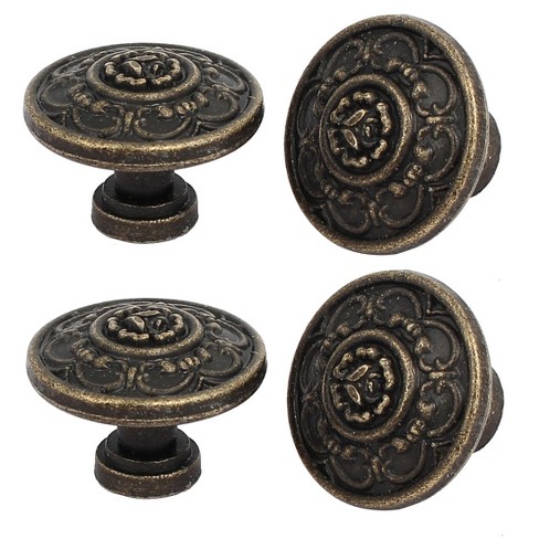 Unique Bargains Drawer Dresser Cabinet Single Hole Screw Mounted Pull  Handle Knobs 1.2x0.87 Bronze Tone 4 Pcs : Target