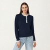 Anna-Kaci Women's Long Sleeve Knit Top with Lace Trim Collar and Button Front Detail - 2 of 4