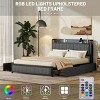 LED Bed Frame Queen,Metal Bed Frame Queen,Queen Size Bed Frame With Headboard And Storage,Bed Frame With Charging Ports-Cuddlewood - 3 of 4