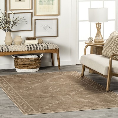 Velma Beige Synthetic Washable Reversible Area Rug, 5' x 8'