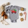 The Juniper Shop Christmas Dino Truck Baby Long Sleeve Bodysuit - 12 Month - Heather Grey - 2 of 3