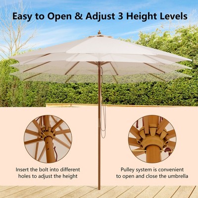 are patio umbrellas poles height adjustable Best Choice Products 10ft 3-Tier Umbrella, Market Sun Shade w/ Tilt Adjustment, Easy Crank proof Specification Costway - Brandclub - Costway