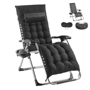 VEVOR Zero Gravity Chair, 26 inch Zero Gravity Recliner Lounge Chair for Indoor and Outdoor, Adjustable Anti Gravity Chair, 500 lbs, Black - 1 of 4