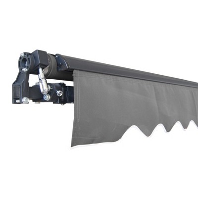 Gray Motorized Retractable Patio Awning with Black Frame