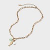 Fish and Stone Oval Link Chain Charm Pendant Necklace - A New Day™ Metallic Gold - 3 of 4