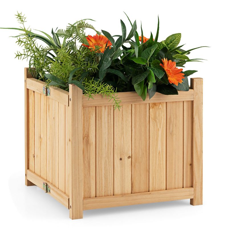 Costway 15" Wooden Planter Box Elevated Outdoor Folding Planter with Removable Bottom, 1 of 11