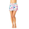 Women's Watercolor Paisley Drape Front Mid Rise Swim Skirt Bottom - 3 of 4