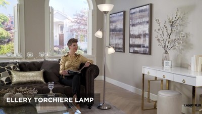 Ellery Brushed Nickel Torchiere Floor Lamp with Adjustable Side Lights