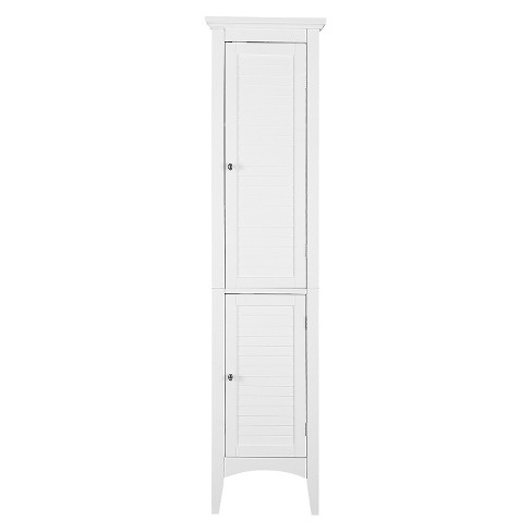 Slone Two Door Shuttered Linen Cabinet, Tall Linen Storage Cabinet