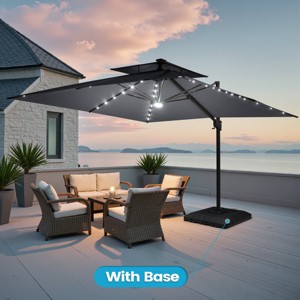 Crestlive Products 11FT Patio Double Top Cantilever Umbrella with Light and Base Set Outdoor 360° Rotation 6 Heights Adjustable Offset Umbrella - 1 of 4