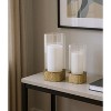 HomeRoots Set of Two Clear And Gold Hammered Glass And Metal Tabletop Hurricane Candle Holders - 2 of 4