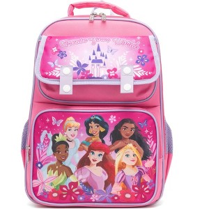 Disney Princesses 15.5" Polyester Pink Large Backpack with 2 Front Pockets - 1 of 4