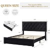 Bed Frame with 2 Storage Drawers, Upholstered Platform Bed with Adjustable Velvet Headboard, Wooden Slat Support, Noise-Free & No Box Spring Needed - 2 of 4