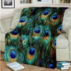 Luxurious Peacock Feather Print Throw Blanket Soft, Lightweight, and Warm for All Seasons, Vibrant Blue and Green Design, Peacock Decor. - 2 of 4