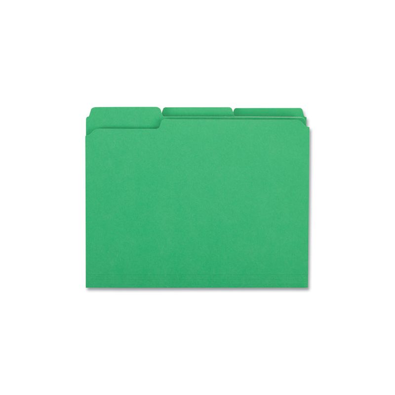 Universal Reinforced Top-Tab File Folders, 1/3-Cut Tabs: Assorted, Letter Size, 1" Expansion, Green, 100/Box, 3 of 6